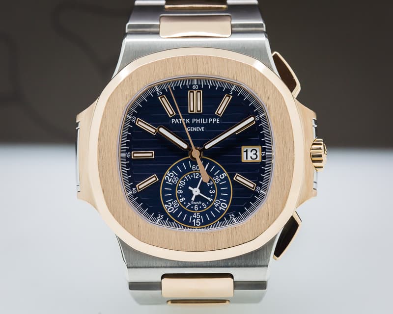 Patek Philippe Nautilus Chronograph Blue Dial 18K Rose / Steel 