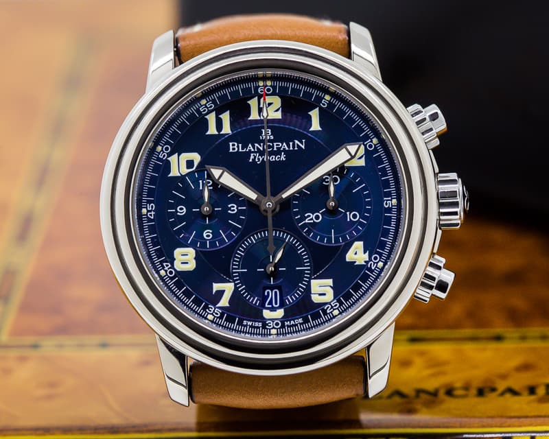 Blancpain Leman Flyback Chronograph Blue Dial 18K White Gold Limited