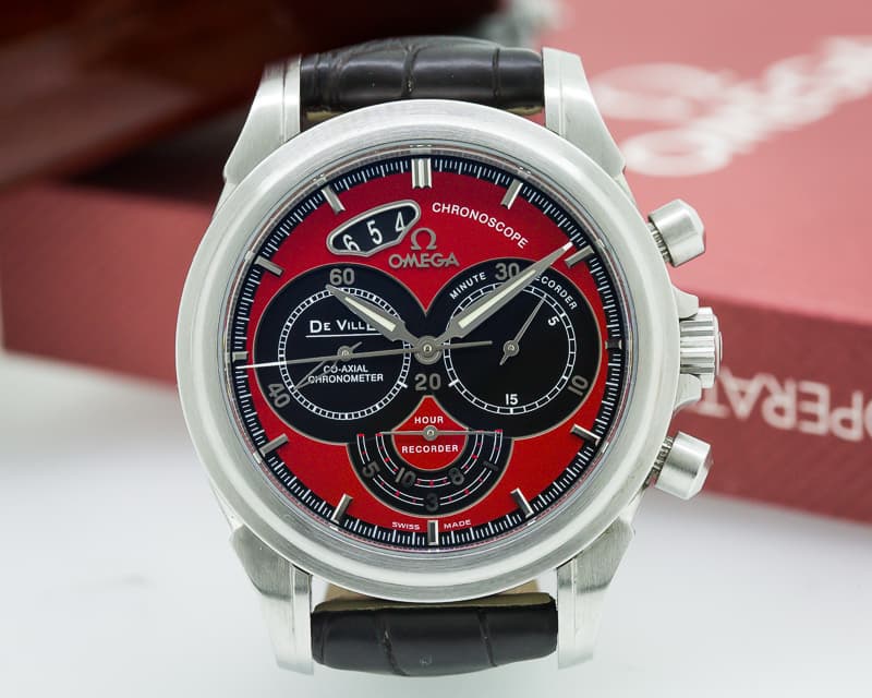 Omega De Ville Co-Axial Chronograph Red Dial SS 