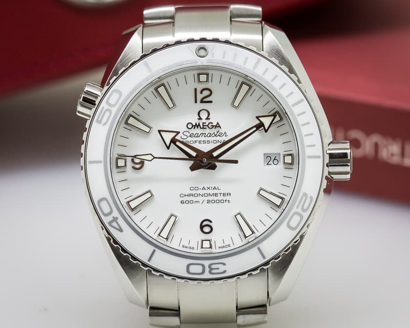 Omega Seamaster Co Axial Planet Ocean White Ceramic SS 42MM