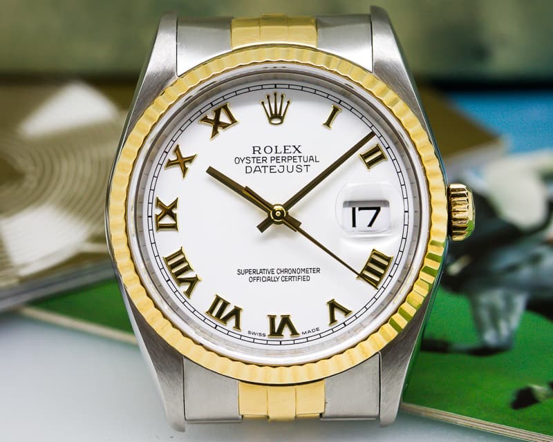 Rolex Datejust White Roman Jubiliee Roman 18K / SS 