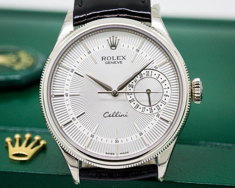 Rolex Cellini Date Silver Dial 18K White Gold 