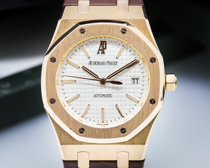 Audemars Piguet Royal Oak Jumbo White Dial 18K Rose Gold 