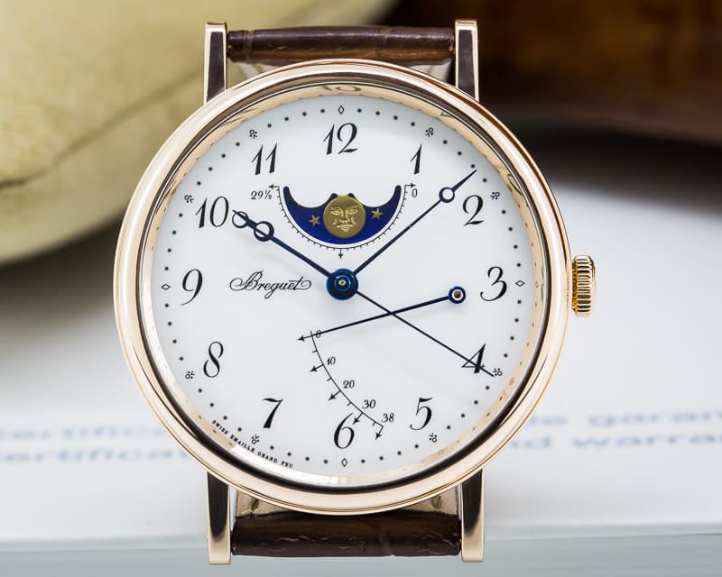 Breguet Classique Moonphase 18K Rose Gold Enamel Dial
