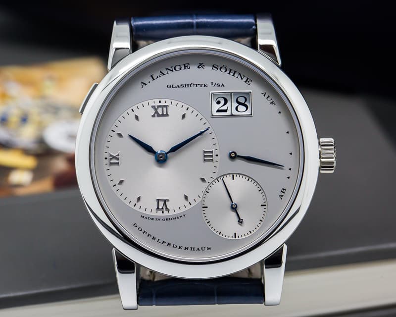 A. Lange and Sohne Lange 1 Platinum "STEALTH" Silver Dial / BLUE HANDS for Cellini