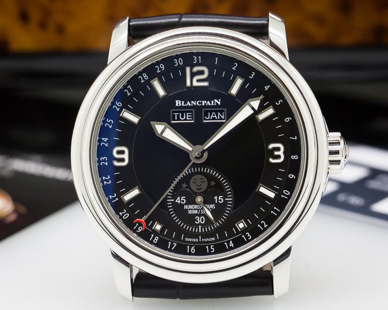 Blancpain Leman Complete Calendar Moon SS Black Dial 