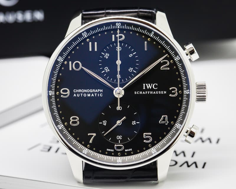 IWC Portuguese Chronograph SS Black Dial UNWORN