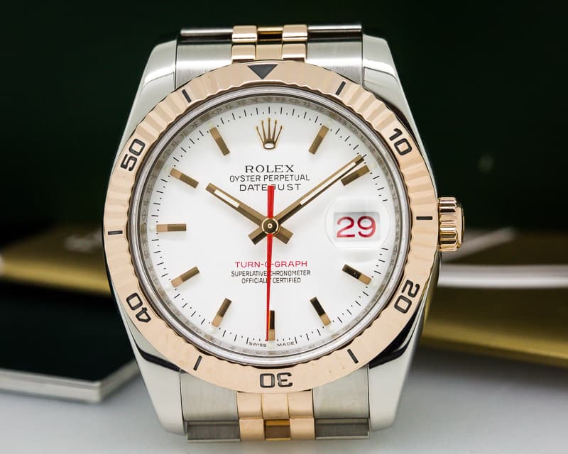 Rolex Datejust Turn-O-Graph SS / 18K RG White Dial