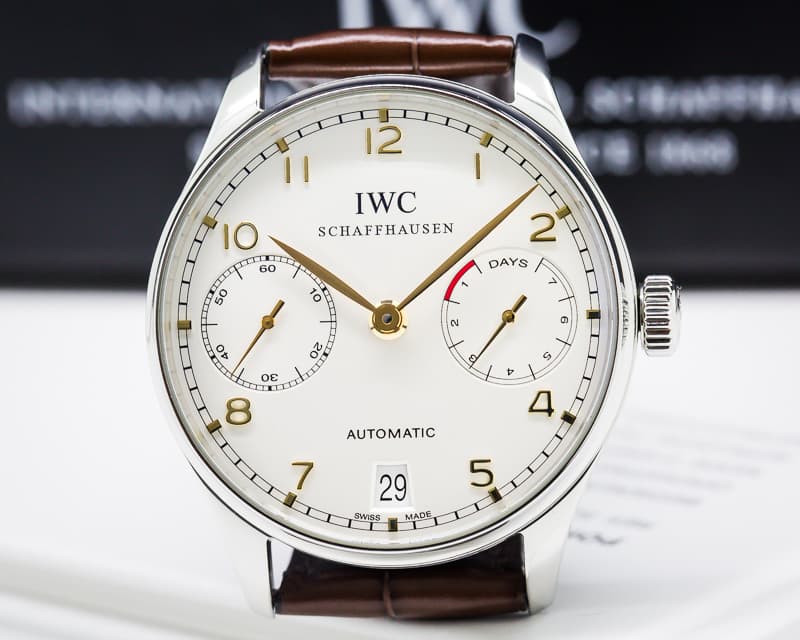 IWC Portuguese 7 Day Automatic SS Silver Dial Rose Numerals