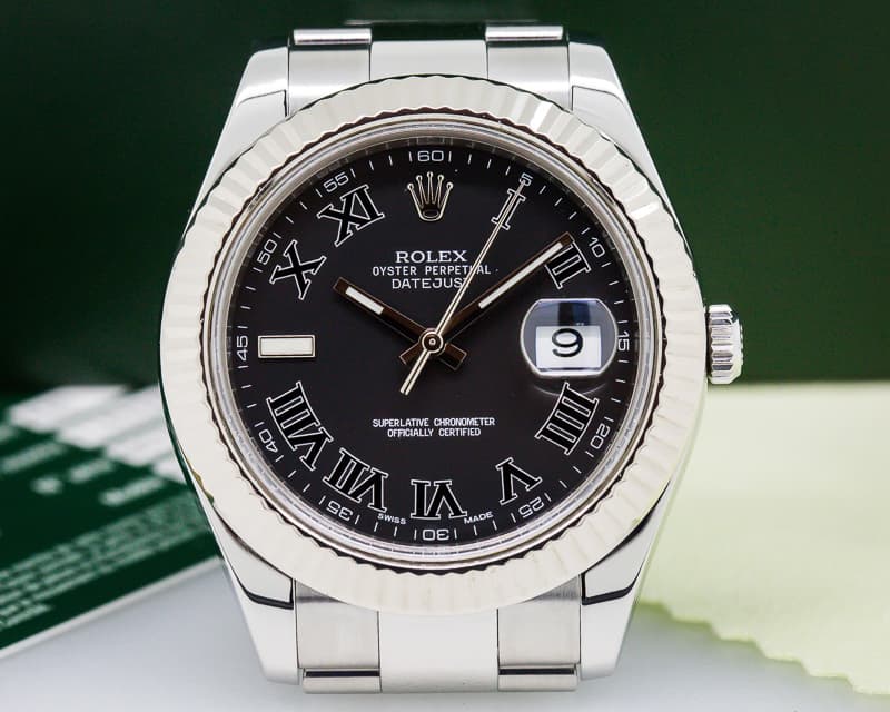 Rolex Datejust II Black Roman Dial SS  