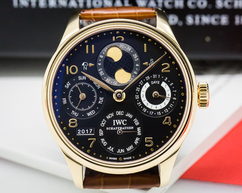 IWC Portuguese Perpetual Calendar 18K Rose Gold Black Dial
