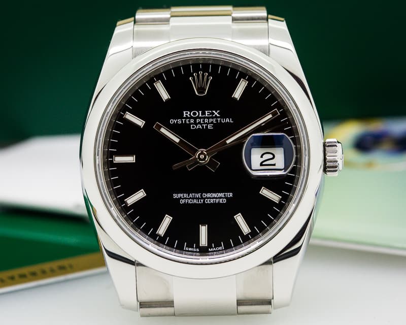 Rolex Oyster Perpetual Date Black Dial SS