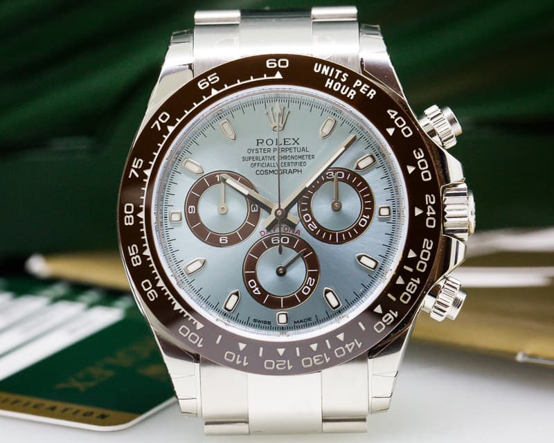 Rolex Daytona Platinum Glacier Blue / Brown Ceramic UNWORN
