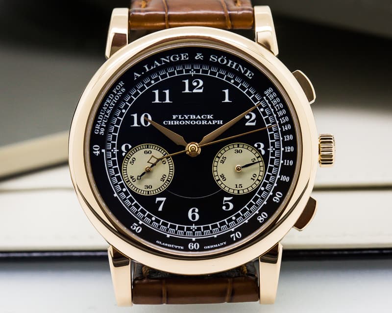 A. Lange and Sohne 1815 Flyback Chronograph Black Dial 18K Rose Gold 