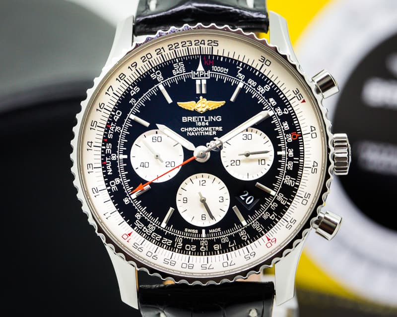 Breitling Navitimer 01 Chronograph Black Dial Black Leather