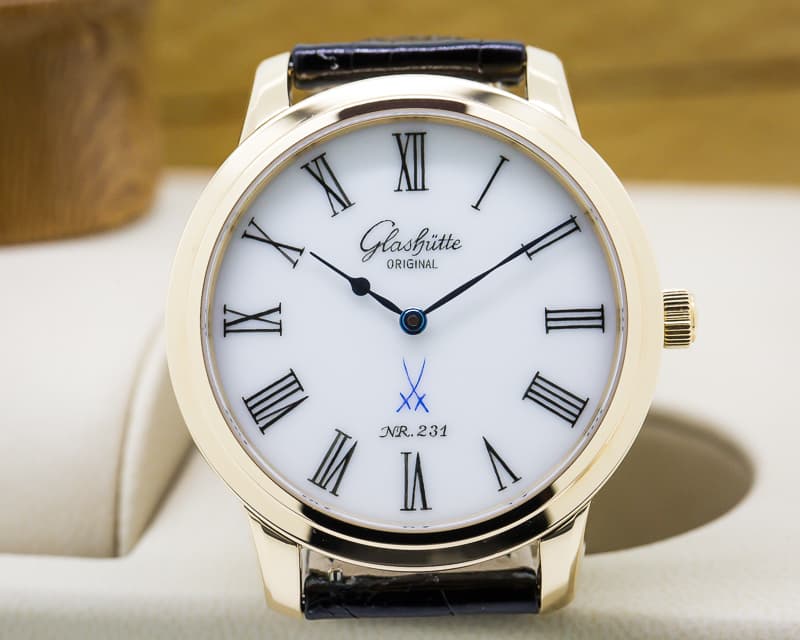 Glashutte Original Senator Meissen Porcelain Dial 18K Rse Gold