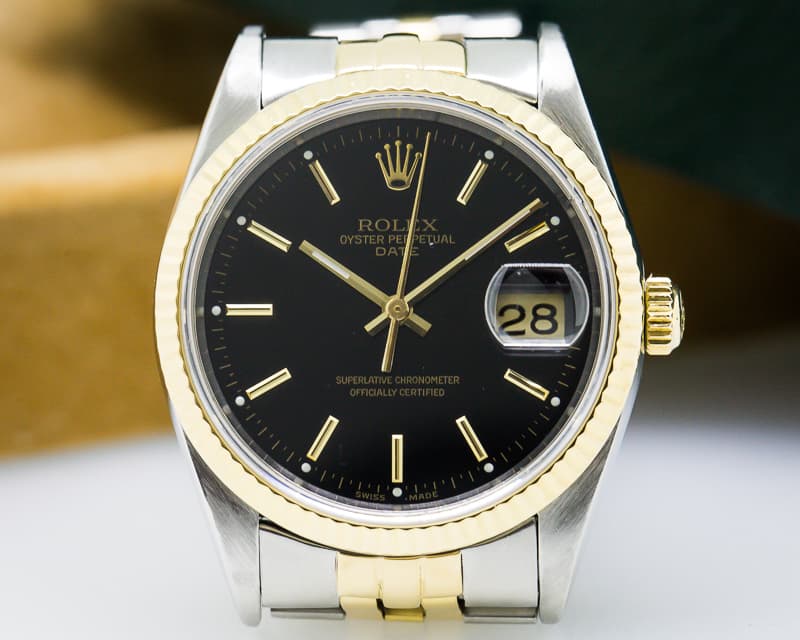 Rolex Oyster Date Black Dial 18K / SS 