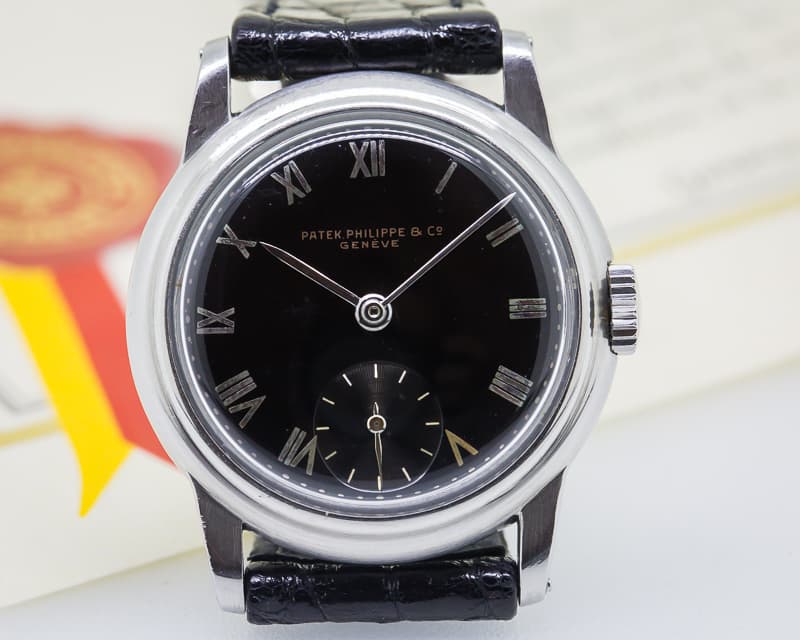 Patek Philippe Calatrava 592 Stainless Steel / BLACK GLOSSY DIAL 