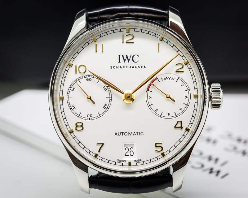 IWC Portuguese 7 Day Automatic SS Silver Dial Rose Numerals 