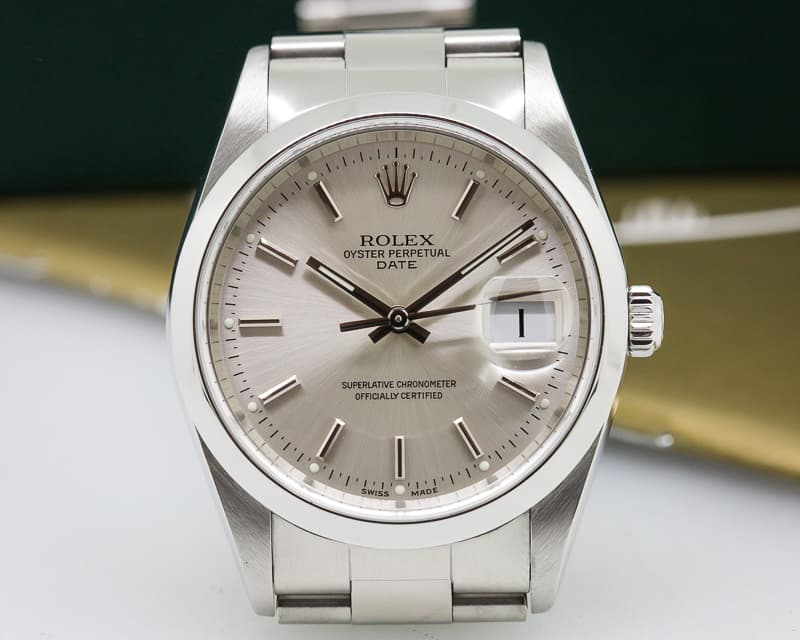 Rolex Oyster Perpetual Date Silver Dial SS ALMOST NOS 