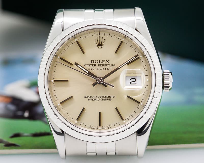 Rolex Datejust Silver Stick Dial SS Jubilee 