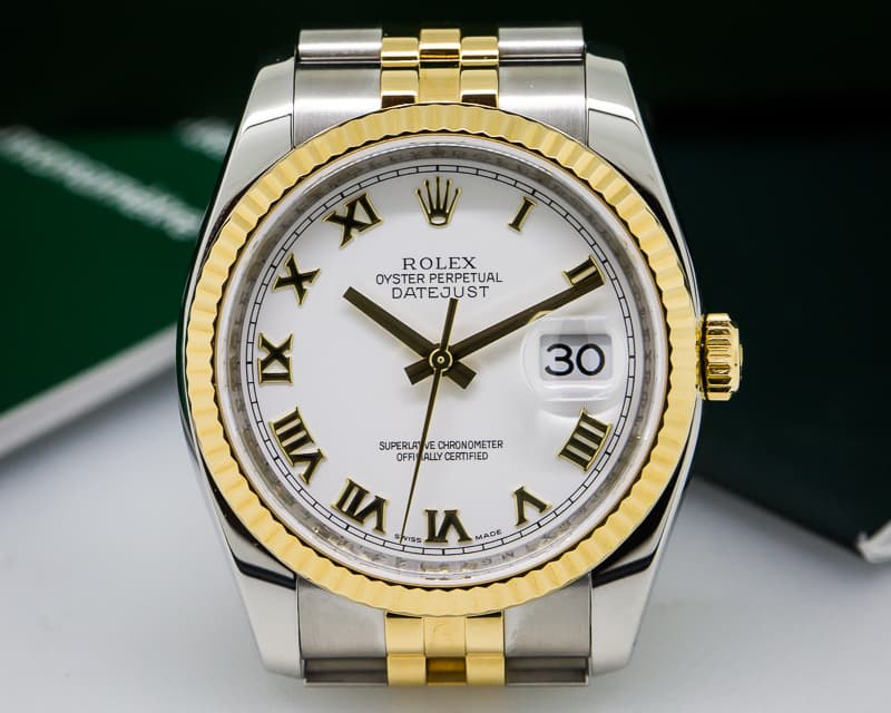 Rolex Datejust White Roman Jubiliee Roman 18K / SS 