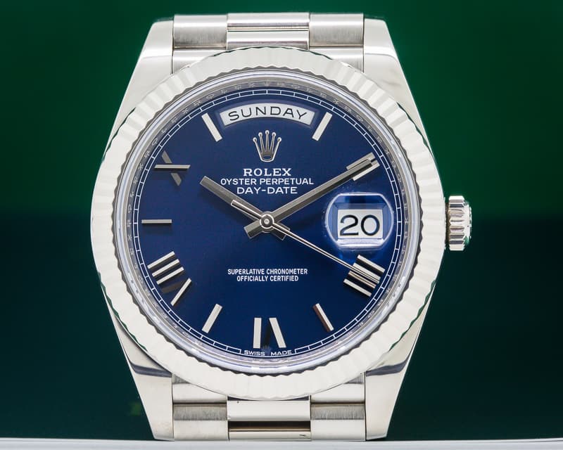 Rolex Day Date President 18K White Gold Blue Dial 40MM