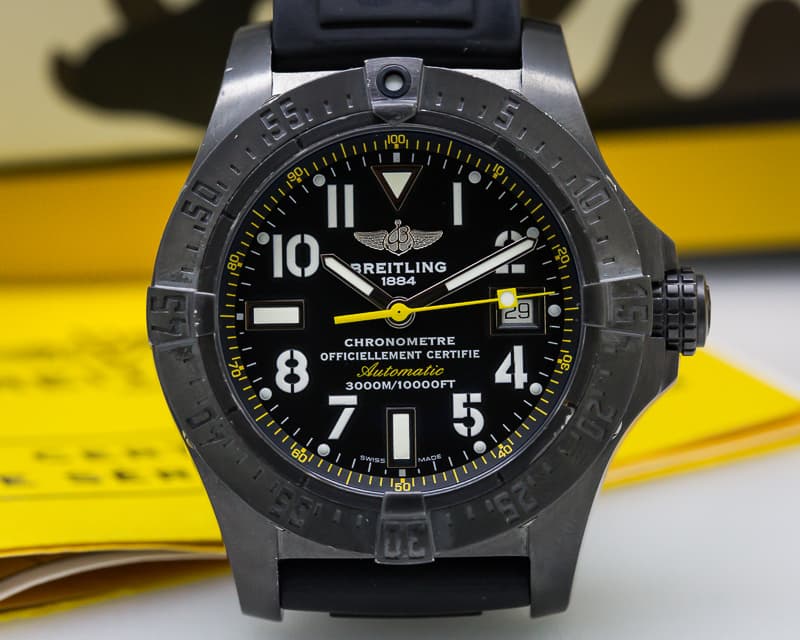 Breitling Avenger Seawolf Black Steel Titanium Black Dial / Rubber