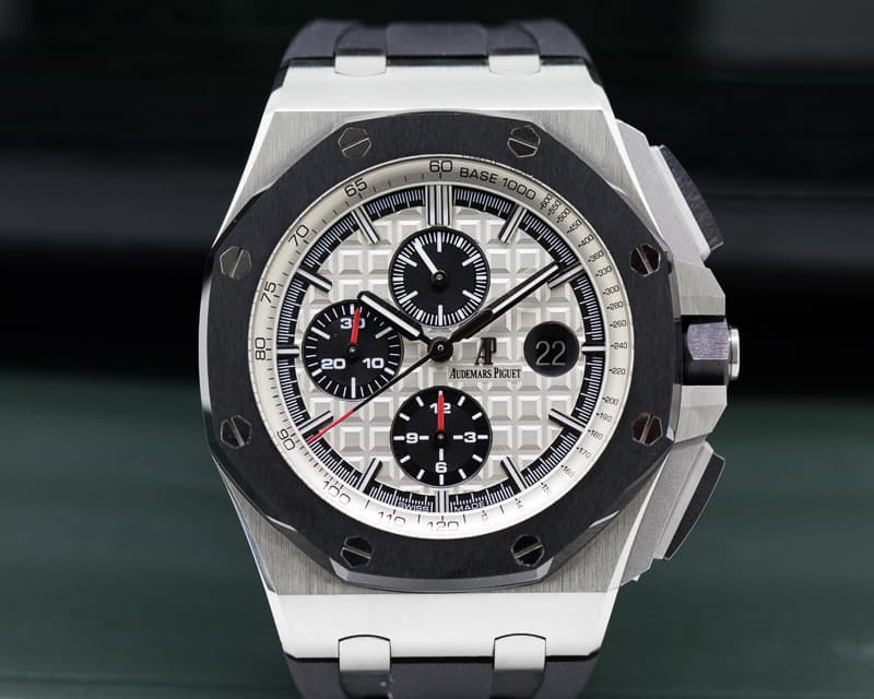 Audemars Piguet Royal Oak Offshore Silver Dial Ceramic Bezel SS / Rubber