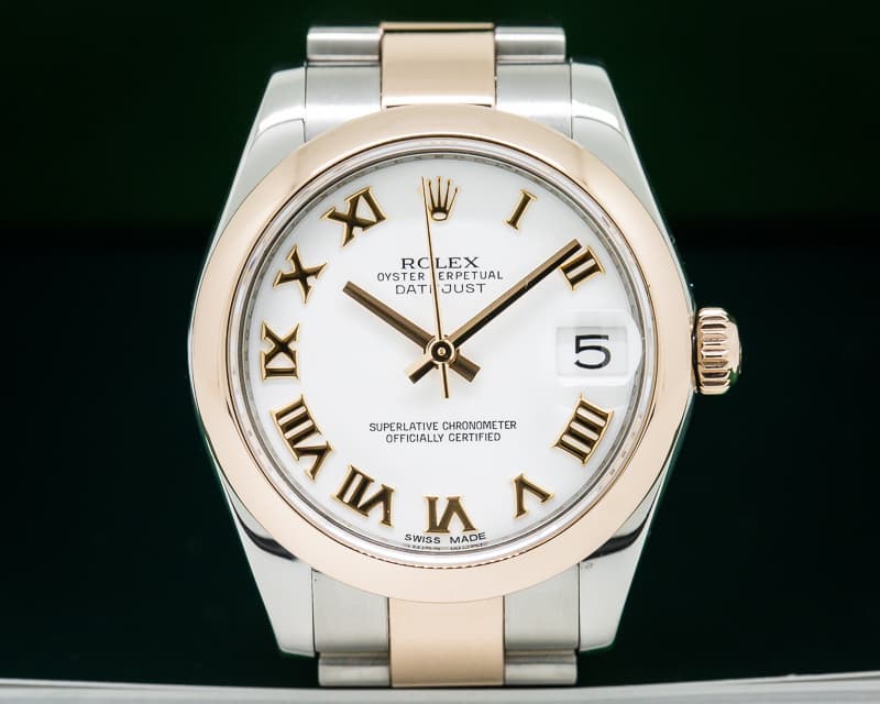 Rolex Ladies Midsize Rolex Datejust White Roman SS / 18k