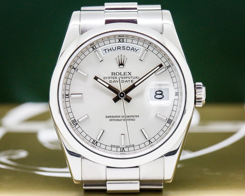 Rolex Day Date President White Gold Silver Dial
