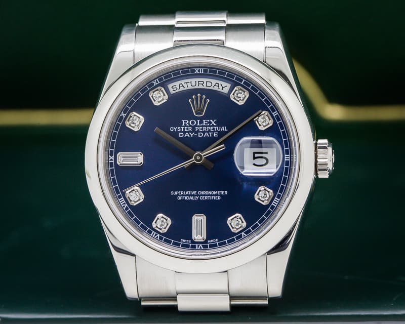 Rolex Day Date President Platinum Blue Diamond Dial 