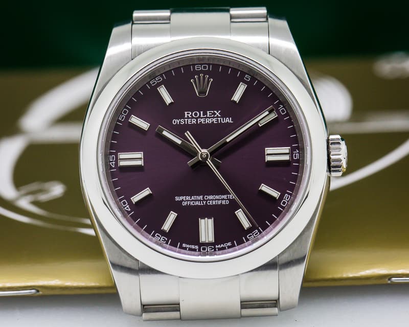 Rolex Oyster Perpetual SS Red Grape Dial