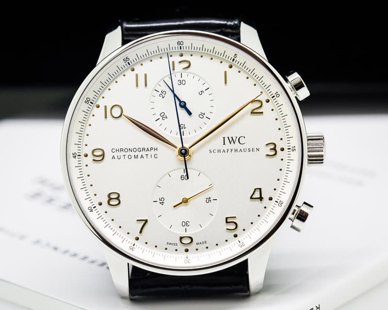 IWC Portuguese Chronograph SS Silver Dial / Gold Numerals UNWORN