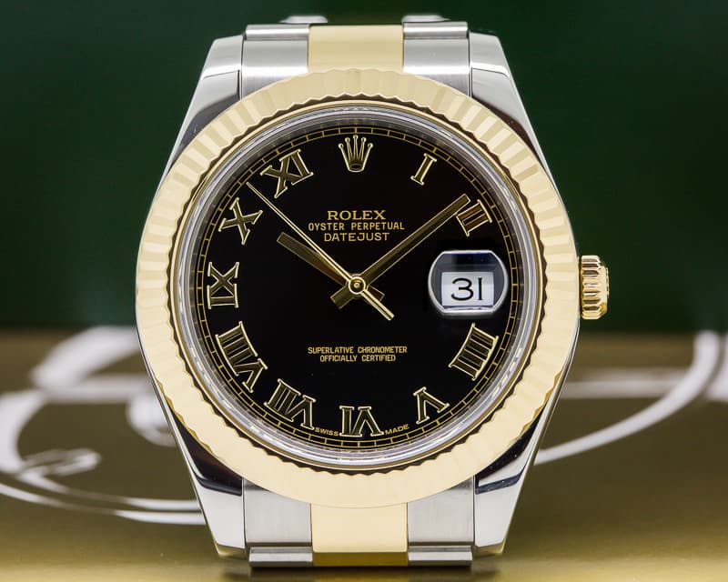 Rolex Datejust II 18K / SS Black Roman Dial 