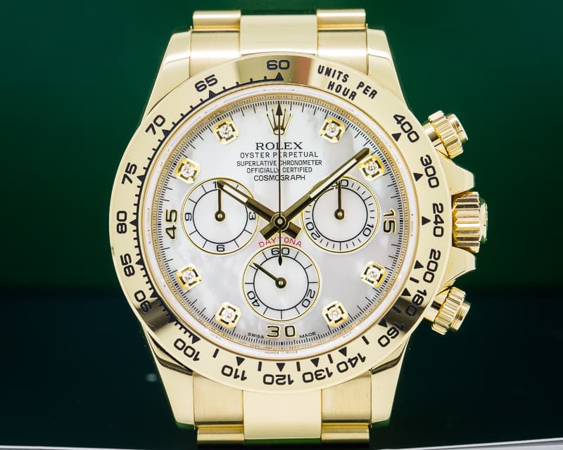 Rolex Daytona Mother of Pearl Diamond Yellow Gold / Bracelet