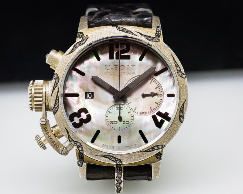 U-Boat Phoenix Classico Chronograph Sterling Silver / Black Diamonds MOP
