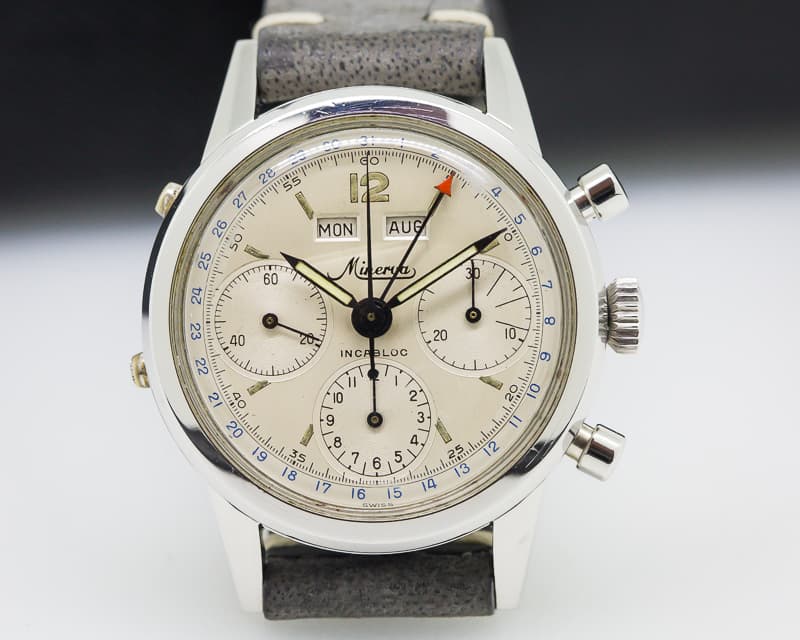 Minerva Vintage Calendar Chronograph SS / Silver Dial
