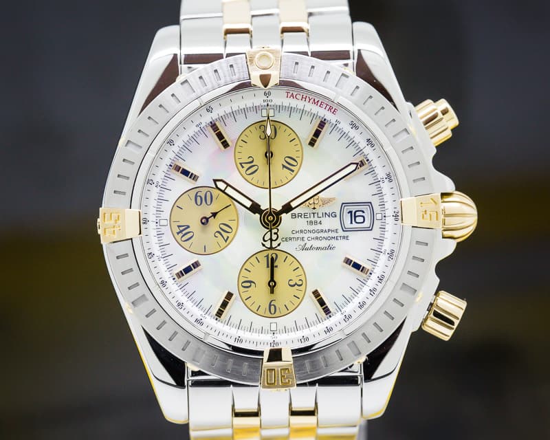 Breitling Chronomat Evolution 18K Yellow Gold / SS MOP Dial 44MM