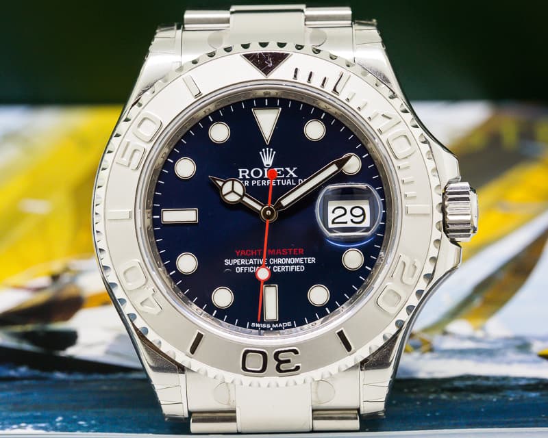 Rolex Yacht Master SS Blue Dial / Platinum Bezel STICKERS