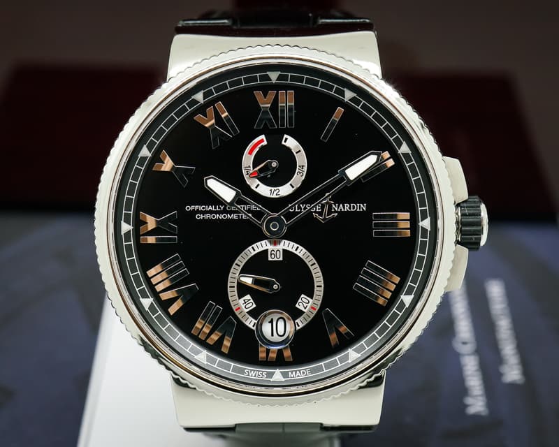 Ulysse Nardin Marine Chronometer Manufacture Black Dial SS 