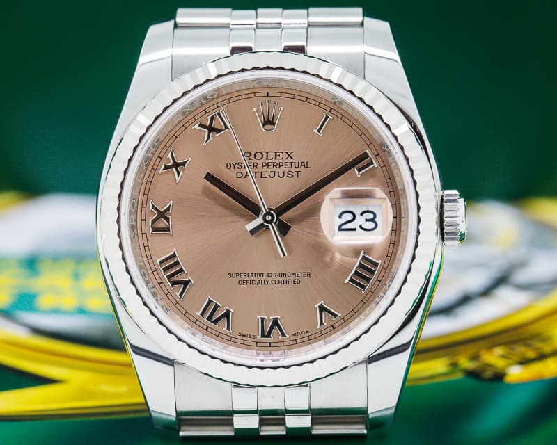 Rolex Datejust SS Jubilee Salmon Roman Dial 
