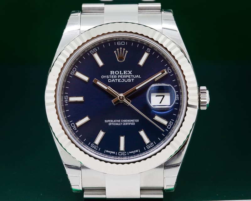 Rolex Datejust 41 Blue Stick Dial SS UNWORN