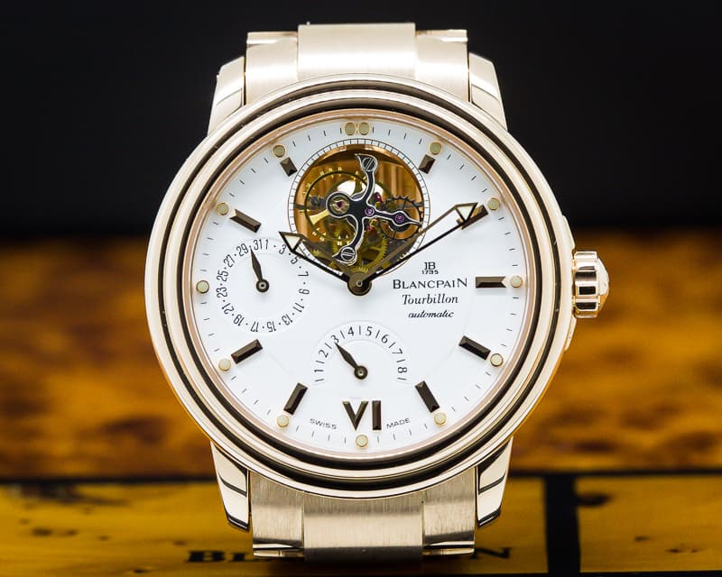 Blancpain Leman Tourbillon 8 Day Auto White Dial 18k RG BRACELET