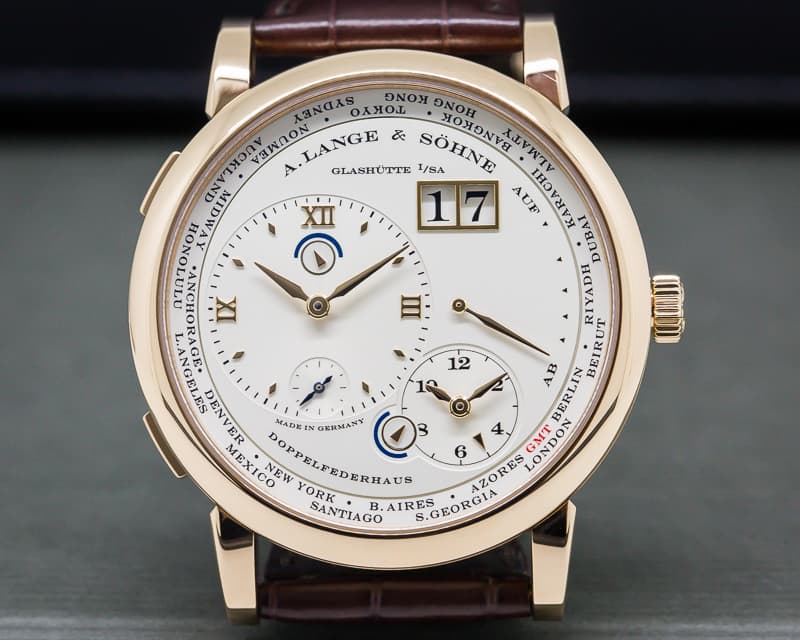 A. Lange and Sohne Lange 1 Time Zone 18K Rose Gold + Deployant Buckle