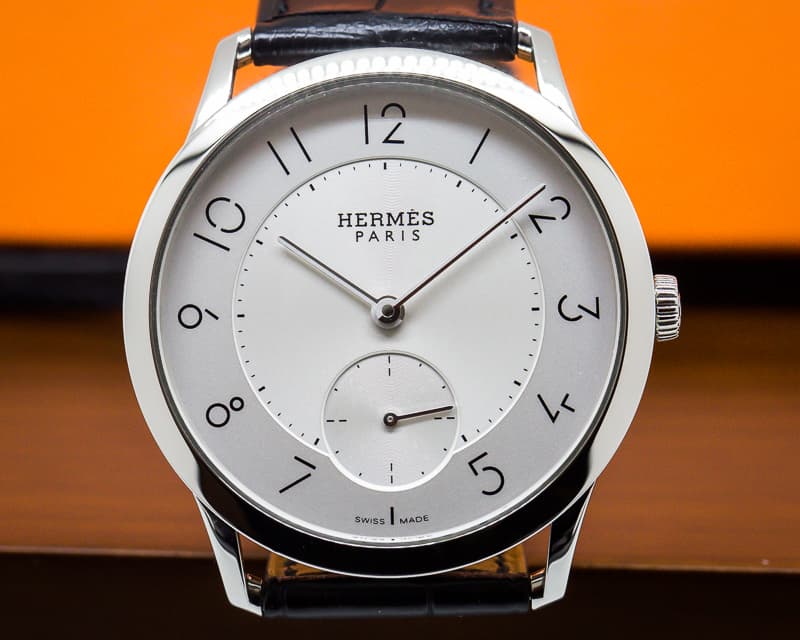 Hermes Slim D Steel Silver Dial