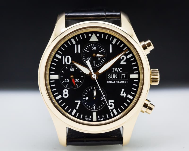 IWC Pilot Chronograph Black Dial Rose Gold 