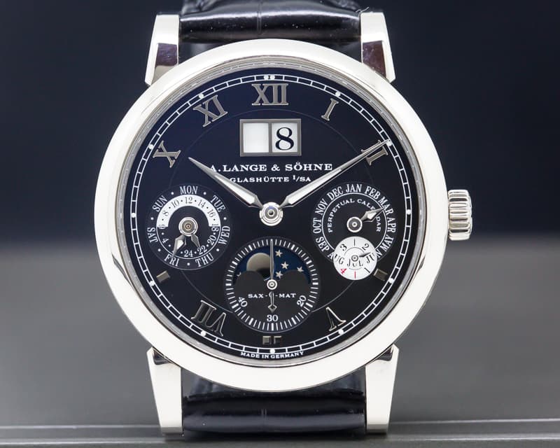 A. Lange and Sohne Langematik Perpetual Calendar Black Dial 18K White Gold