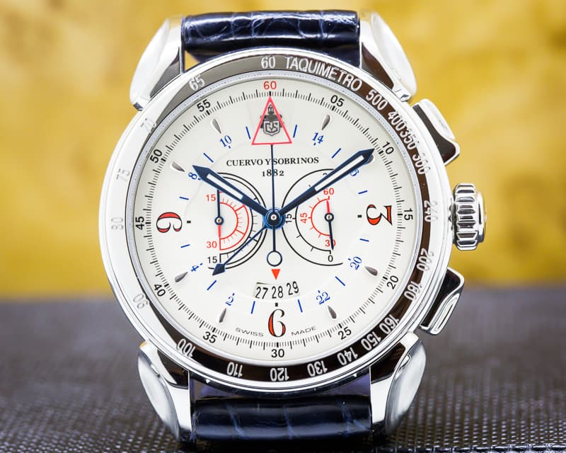 Cuervo y Sobrinos Vuelo Chronograph SS White Dial


