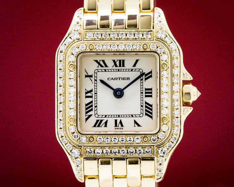 Cartier Ladies Mini Panthere 18K YG Diamond Case Quartz